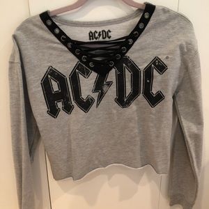 Gray cropped AC/DC hoodie